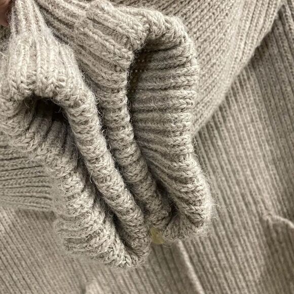 BARBARA BUI Wool Ribbed Long Button Front Cardigan Sweater Tan L - Picture 4 of 8